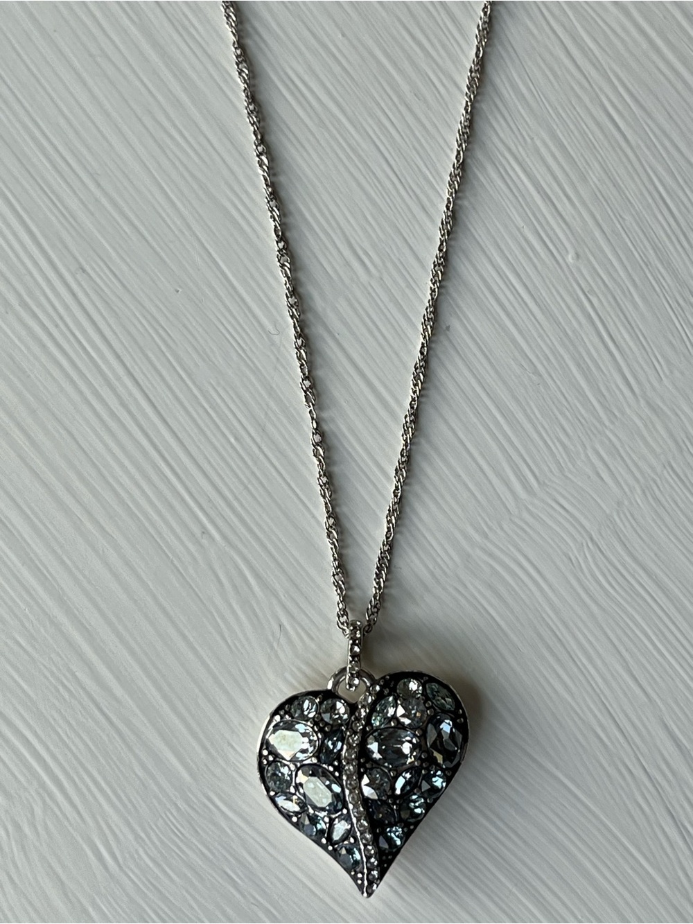Brighton Silver Heart Pendant Necklace with Clear Sparkling Stones